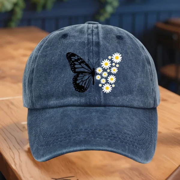 Casquette de baseball réglable pour femme avec imprimé floral papillon et marguerite, couvre-chef doux, respirant, à la mode et décontracté à porter - AliExpress - Image 3